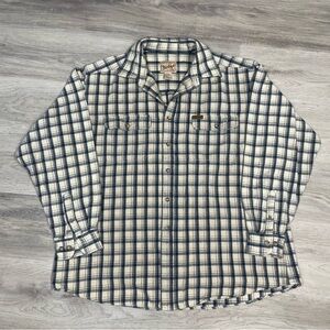 Vintage Woolrich Navy and Cream Checkered Shirt sz XL